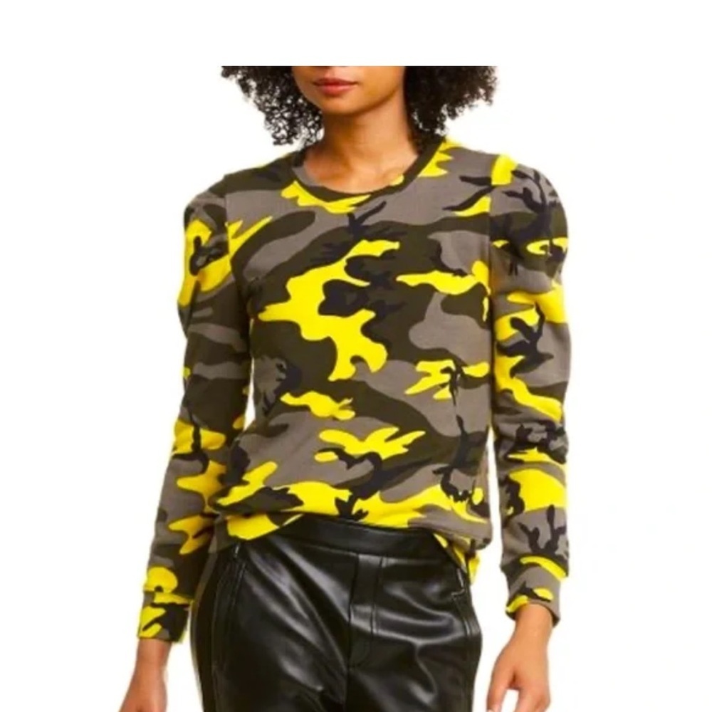Pam & Gela Pop Camo Puff Sleeve Sweatshirt